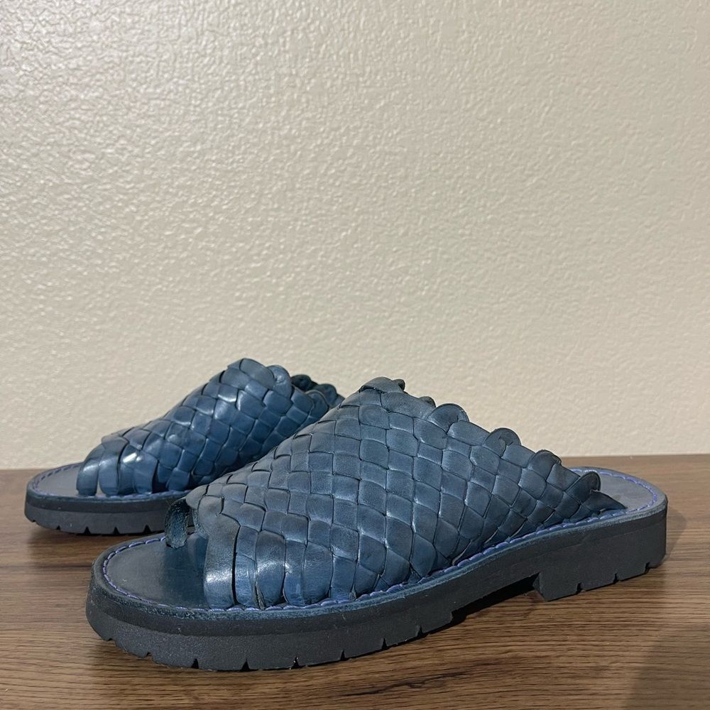 Women’s Woven Slide Mules in Slate Blue